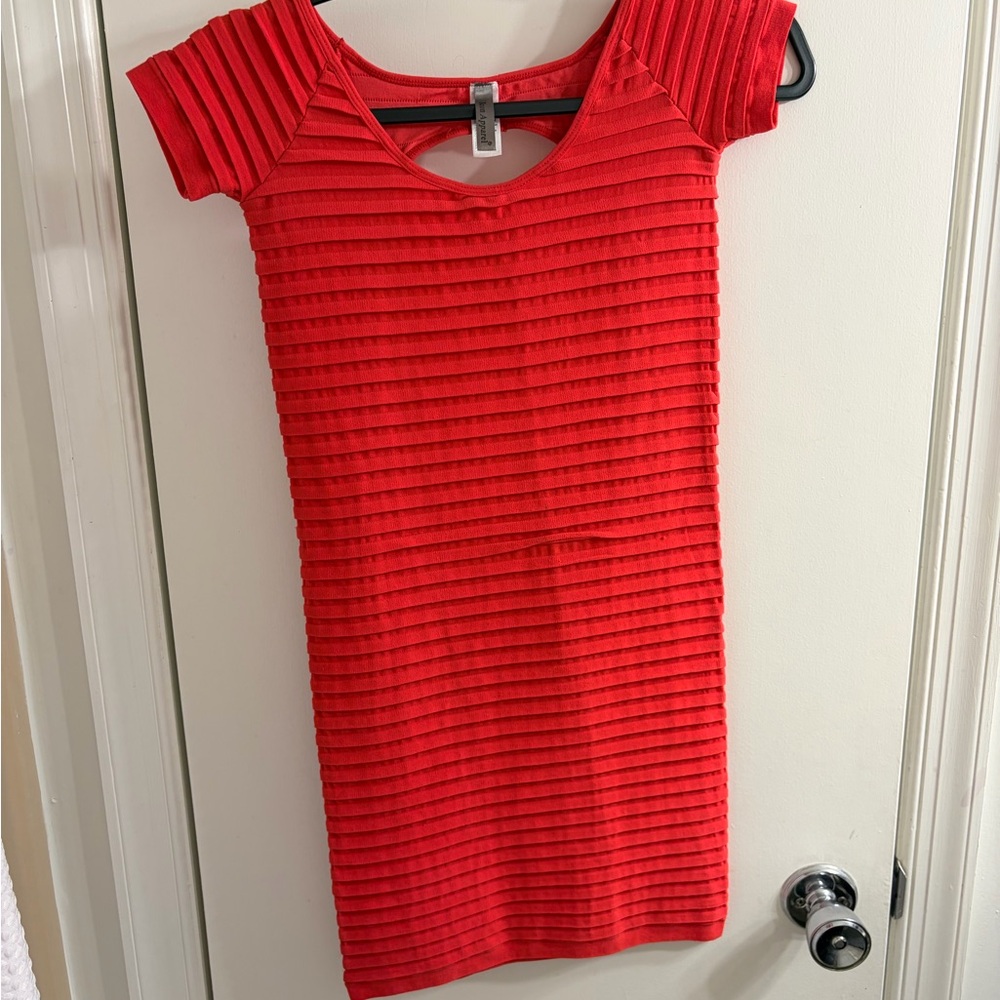 ICON Red Ribbed Mini Dress
